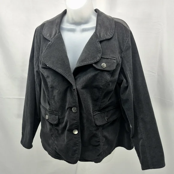 Vintage Fashion Bug Grey Corduroy Button Up Jacket Woman's Size 20W - Picture 3 of 12